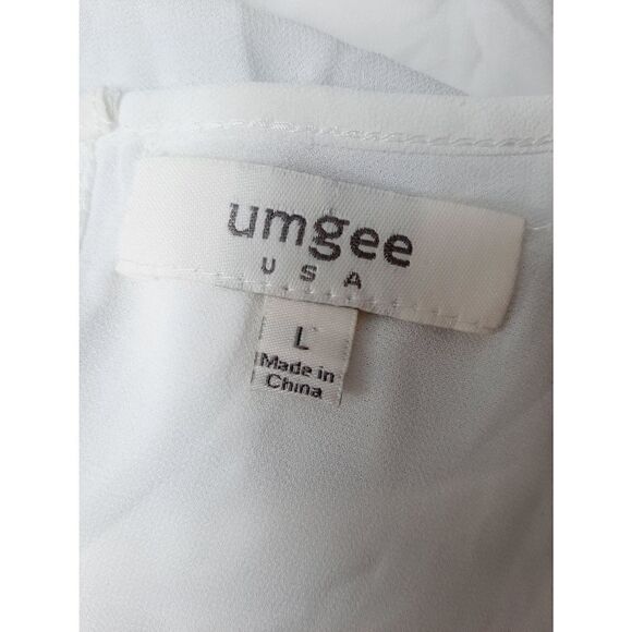 UMGEE white sheer sequin baloon sleeve large blouse - Picture 5 of 5